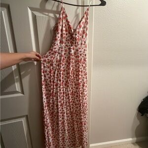 Altar'd State Red and White Floral Maxi Dress